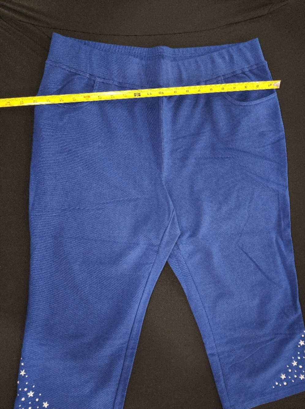 Quacker Factory Blue Capris with Silver Star Accents New Womans Plus Size Large - Picture 7 of 11